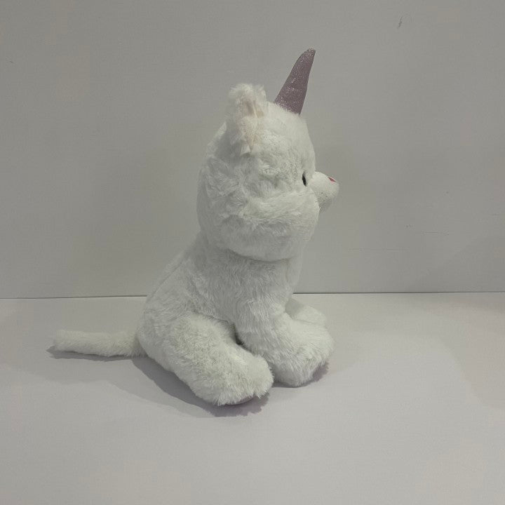 LED Angel Cat Stuffed Animal Glowing Night Light Cute Plush Toy Doll Gifts for Decoration Festivals Birthdays Kids Women, White, 13"