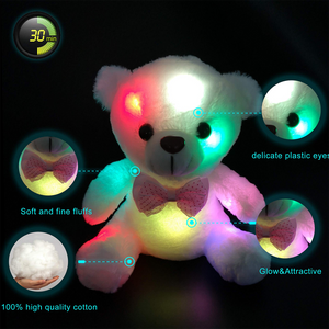 Bstaofy 8'' Light up White LED Teddy Bear Stuffed Animal Soft Plush - Glow Guards