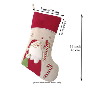 linen Christmas stockings set of 3 for family, 17'' | Bstaofy - Glow Guards