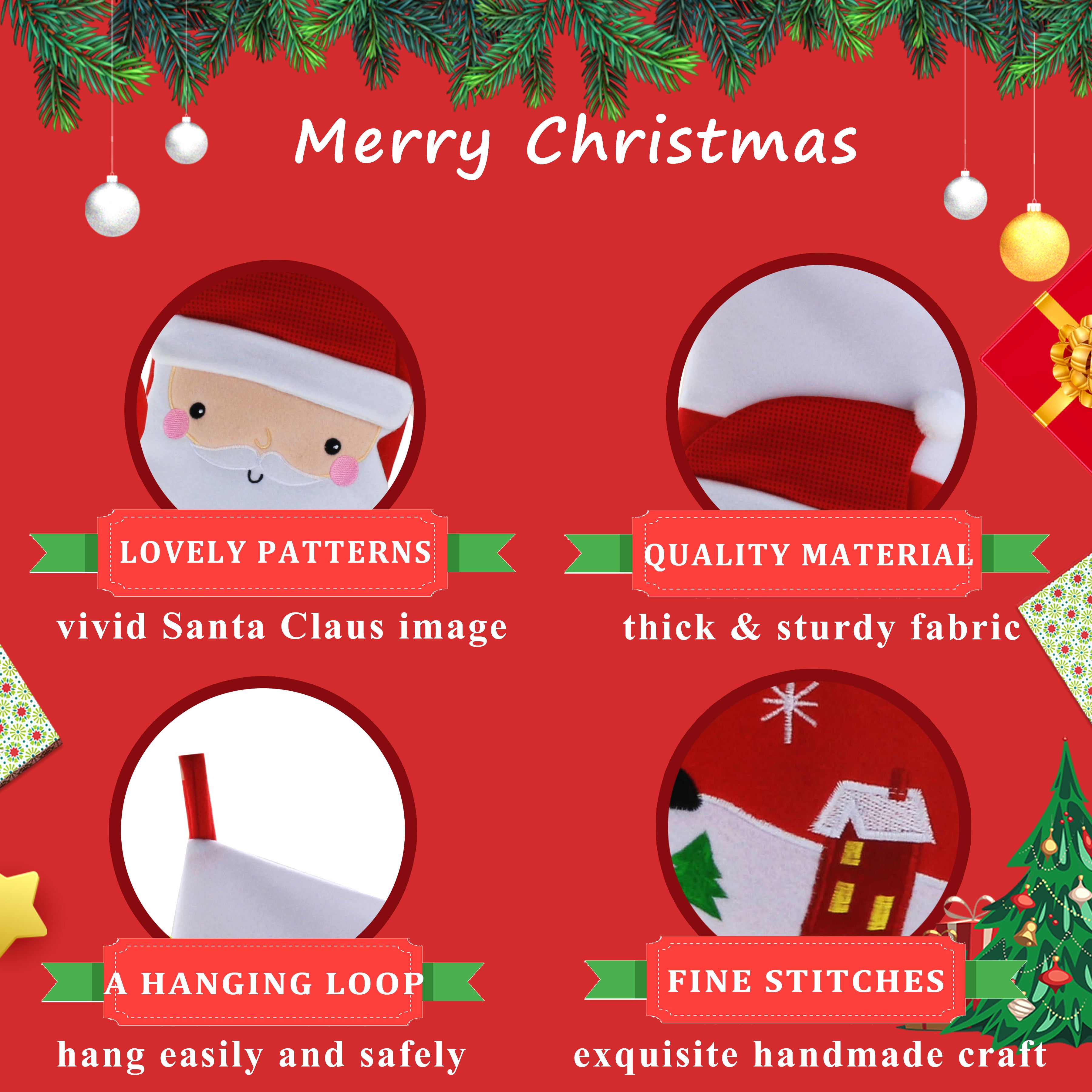 3D Christmas stockings cartoon for family, 16'', 3pcs | Bstaofy - Glow Guards