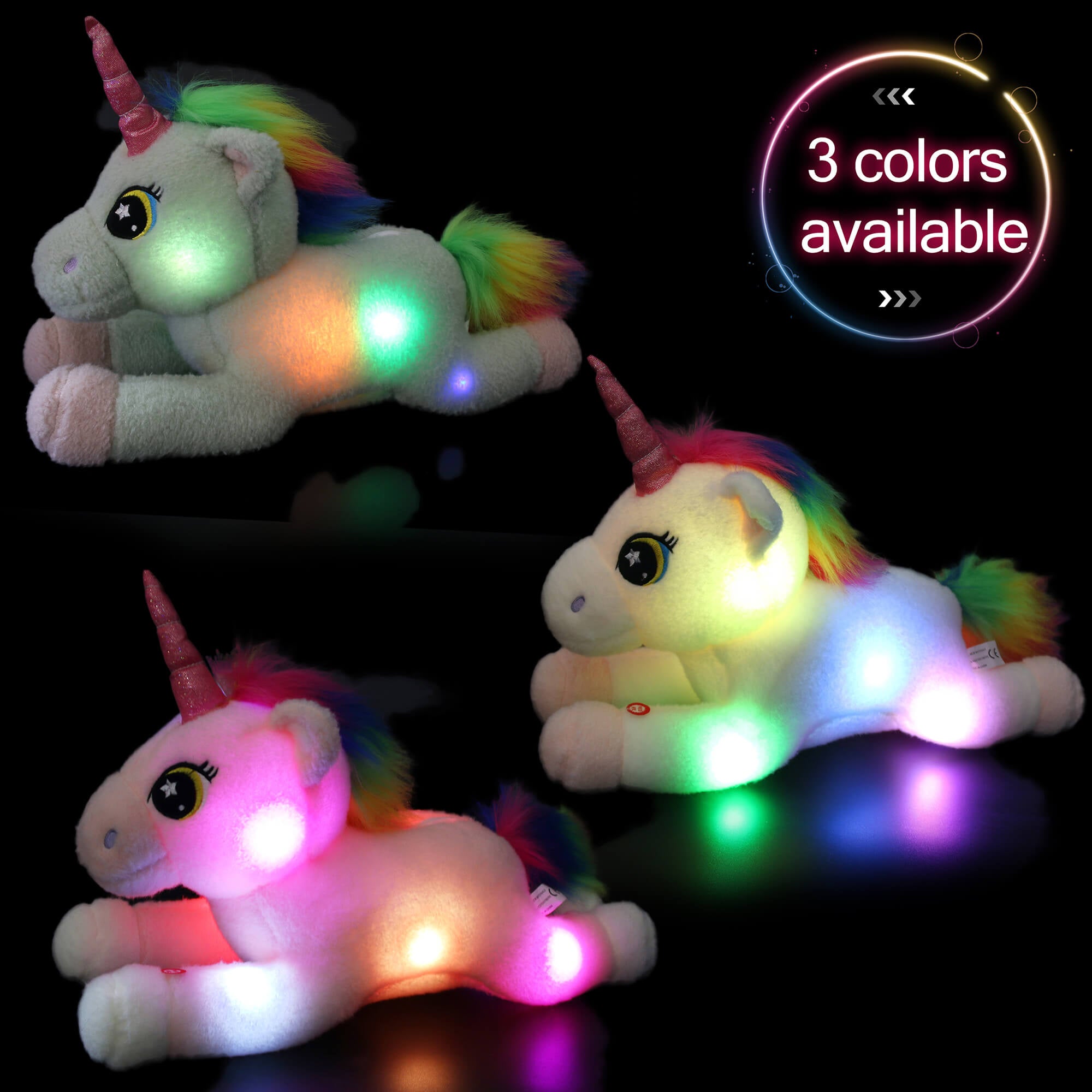 night light unicorn stuffed toy, 3 colors, 16 Inch | Bstaofy - Glow Guards