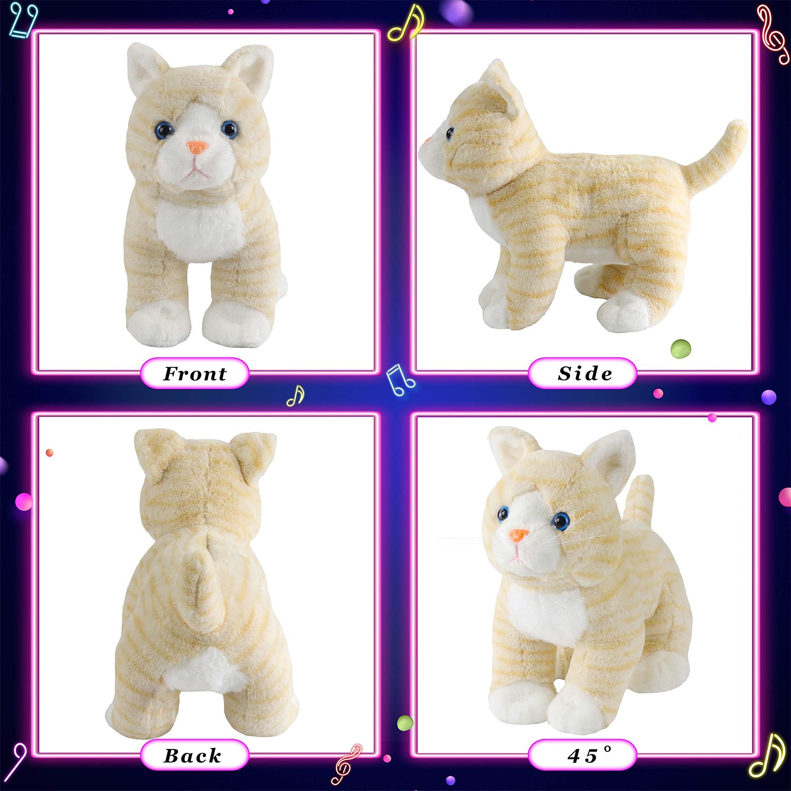 Glow Guards 14’’ Light up Realistic Stuffed Cat Soft Plush Toy - Glow Guards