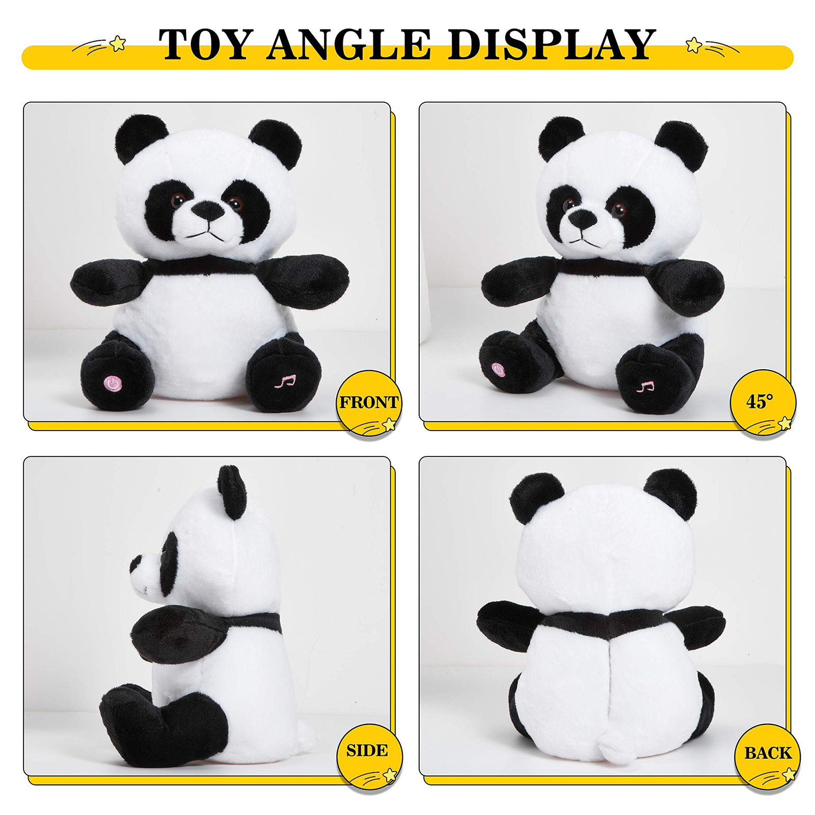 Bstaofy 11.5'' Musical LED Panda Stuffed Animal Glow Soft Plush Toys - Glow Guards
