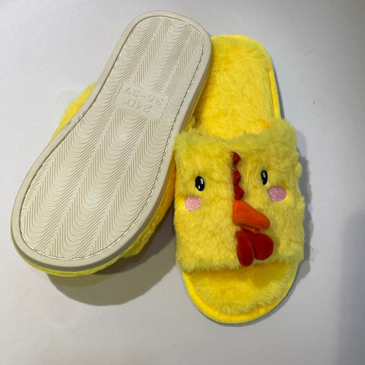 Unisex Baby Fleece Slippers Infant Boys Girls Cartoon Soft Sole Anti-Slip Moccasins - Toddler Stay on House Chicken Shoes