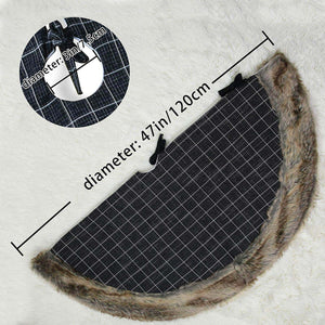 36''/48'' black buffalo Christmas tree skirt fur trim| Bstaofy - Glow Guards