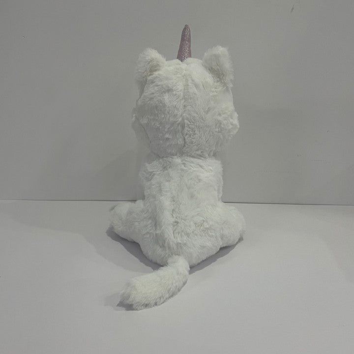 LED Angel Cat Stuffed Animal Glowing Night Light Cute Plush Toy Doll Gifts for Decoration Festivals Birthdays Kids Women, White, 13"