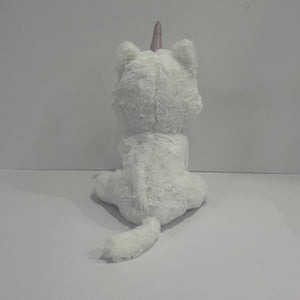 LED Angel Cat Stuffed Animal Glowing Night Light Cute Plush Toy Doll Gifts for Decoration Festivals Birthdays Kids Women, White, 13"
