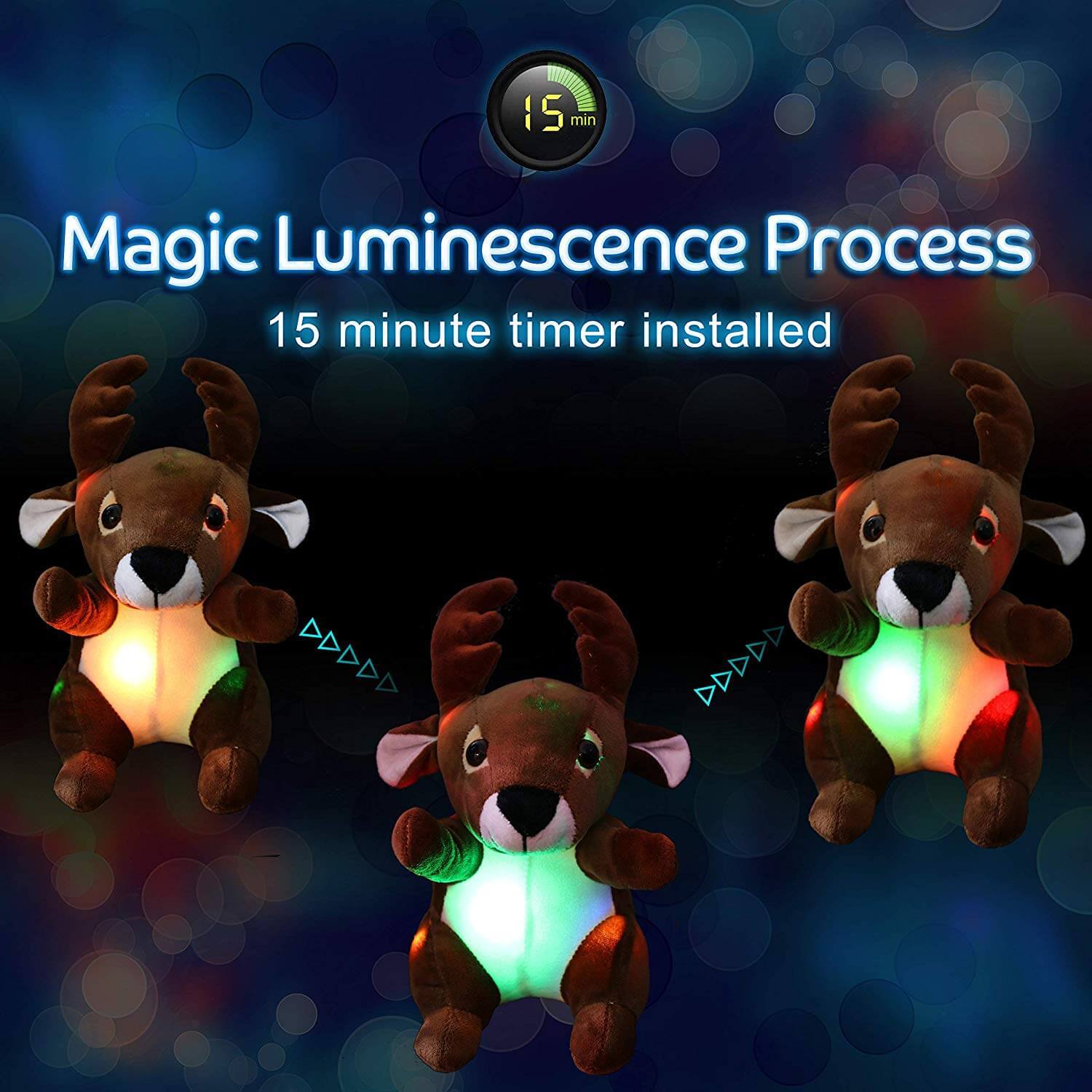 stuffed reindeer moose plush light up toy, 10'' | Bstaofy - Glow Guards