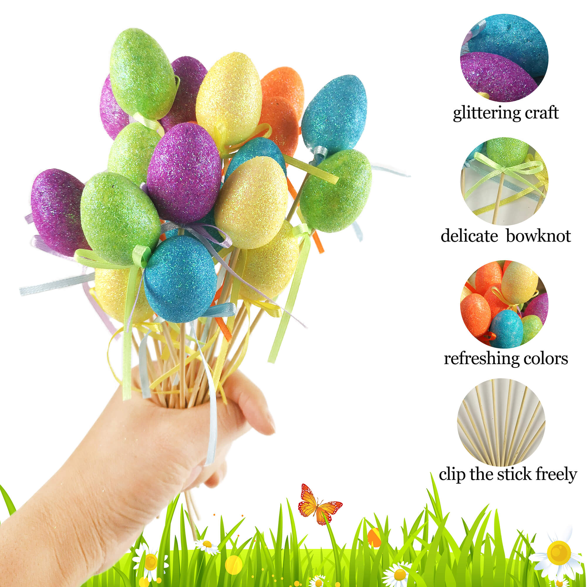 Easter egg picks foam crafts garden ornament | Bstaofy - Glow Guards