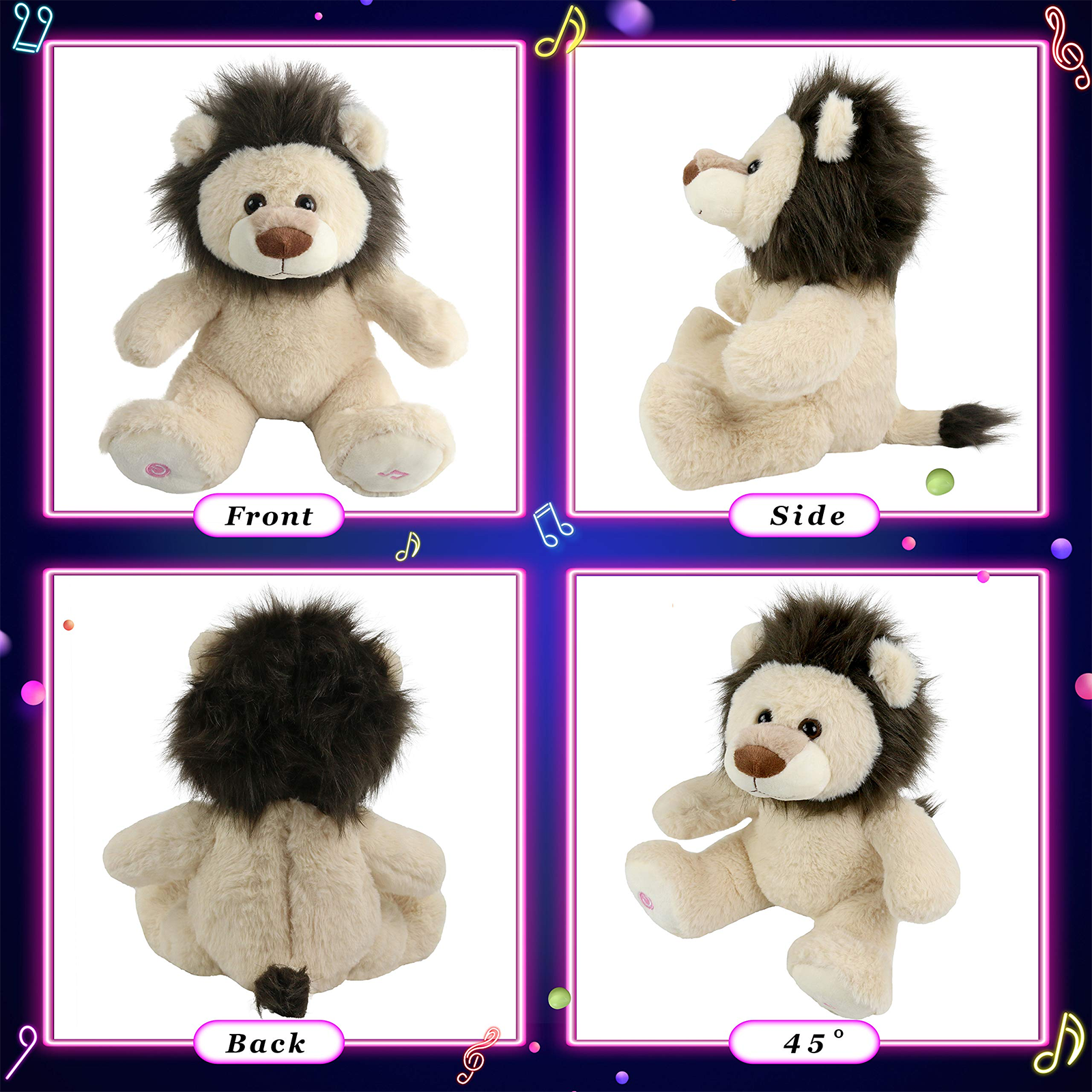 Glow Guards 10’’ Light up Stuffed Lion Wildlife Animals Soft Plush Toy - Glow Guards