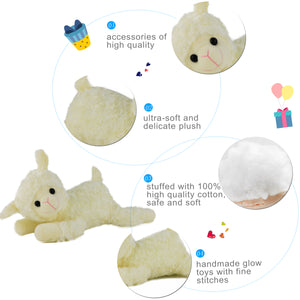 lamb stuffed animal soft toy for baby, 15 inch, White - Glow Guards