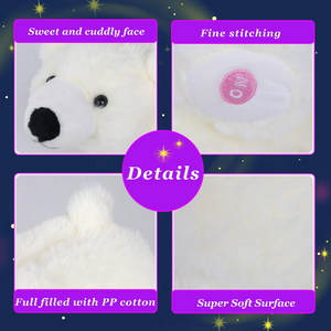 Glow Guards Musical Light up Stuffed Polar Bear Singing Soft Plush Toy, 12’’ - Glow Guards