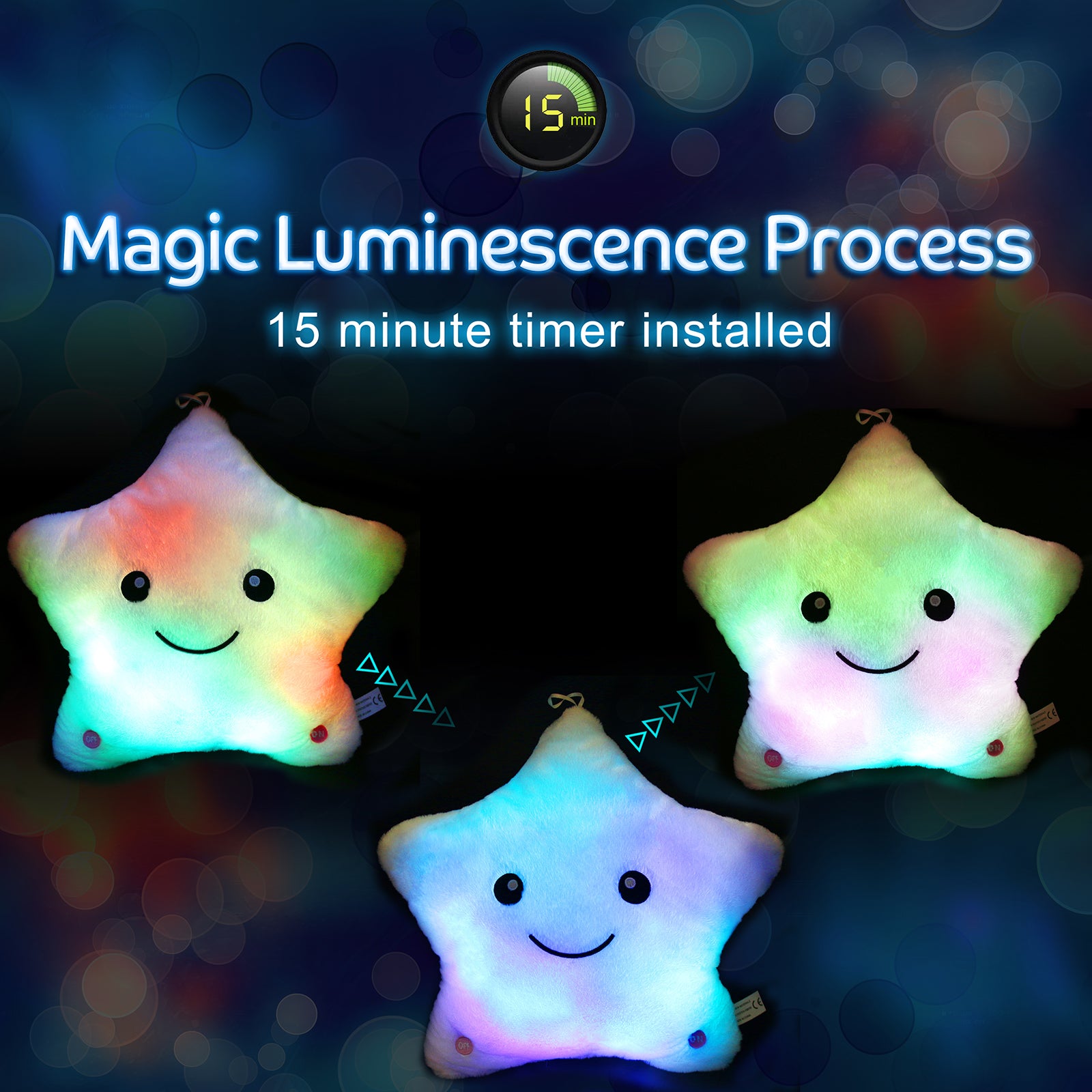 WEWILL Creative Twinkle Star Glowing LED Night Light Plush Pillows - Glow Guards