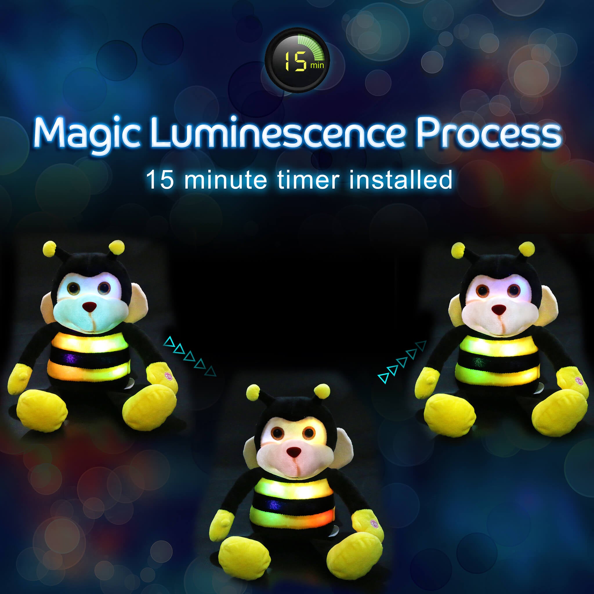 light up stuffed bumble bee plush toy, 10.5'' | Bstaofy - Glow Guards