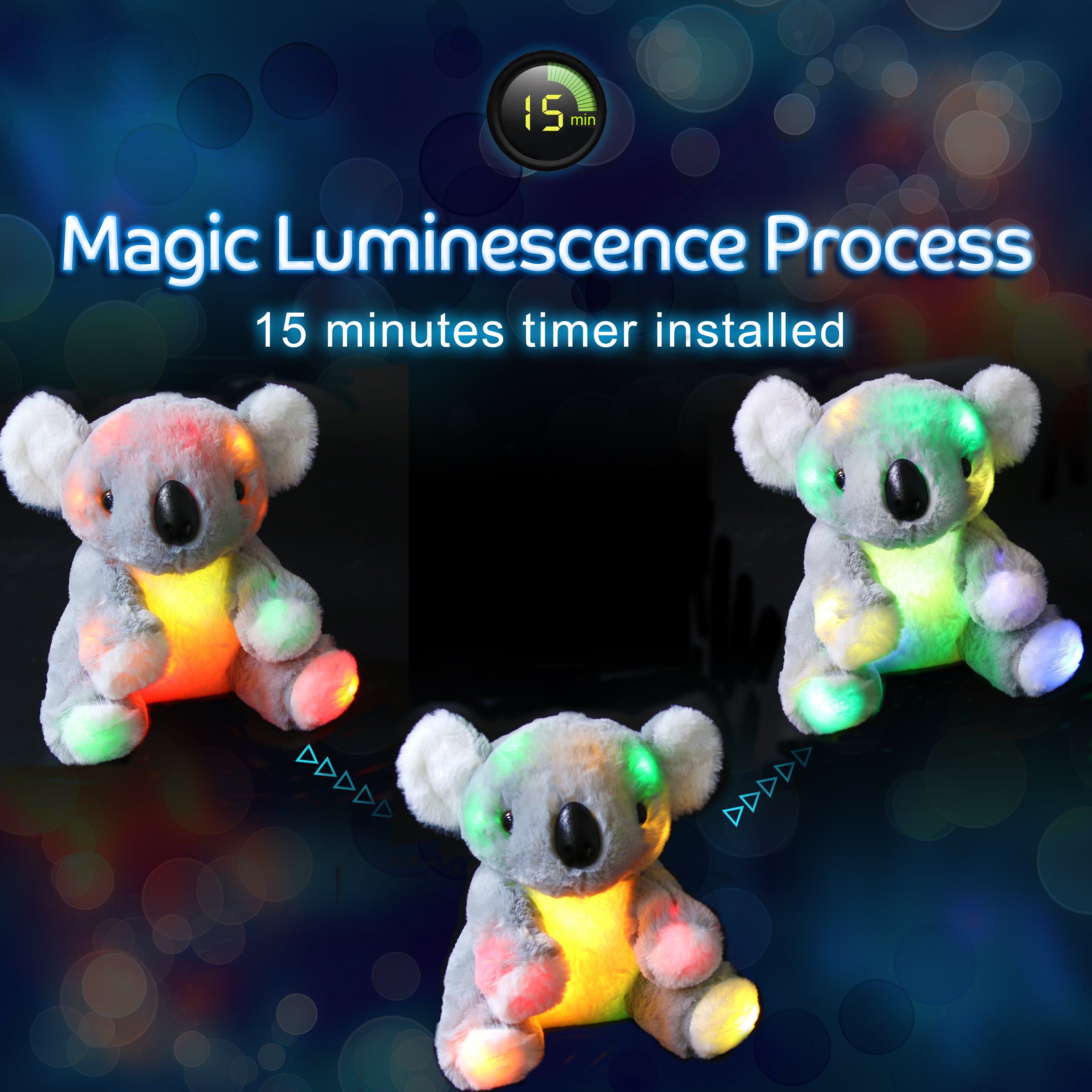 Bstaofy Light Up Gray Koala Bear Stuffed Animal LED Glow - Glow Guards