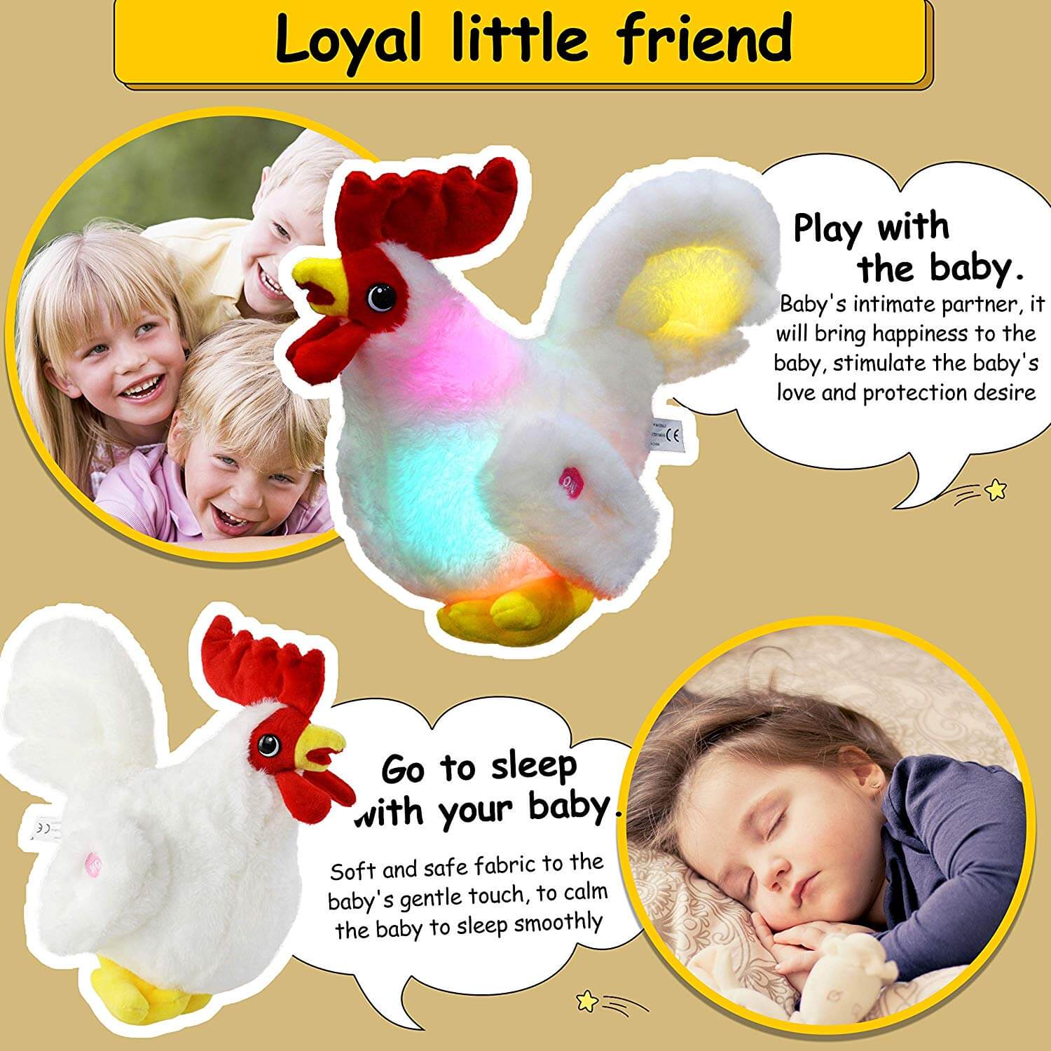 glow stuffed rooster light up plush, 11'' | Bataofy - Glow Guards