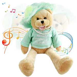 Houwsbaby Electronic Lady Teddy Bear Musical Stuffed Animal Singing and Swinging Plush Toy Interactive Animated Kids Gift Mother’s Day, 20 in - Glow Guards