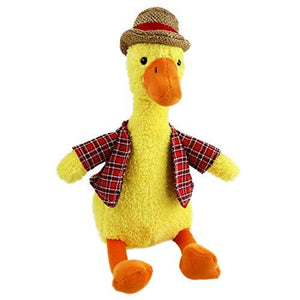 Plush Duck in Plaid Shirt Stuffed Animal with Hat, 11'', Beige | Houwsbaby - Glow Guards