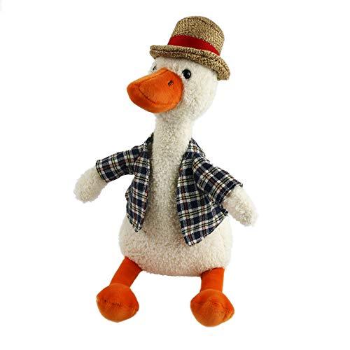 Plush Duck in Plaid Shirt Stuffed Animal with Hat, 11'', Beige | Houwsbaby - Glow Guards