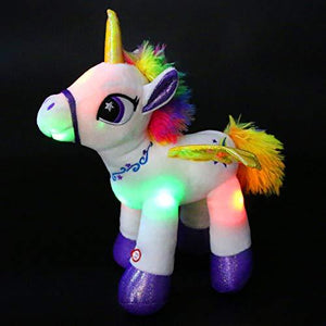 Glow Unicorn Light Up Stuffed Animal Soft LED Horse Plush Toy, 17'' | Houwsbaby - Glow Guards