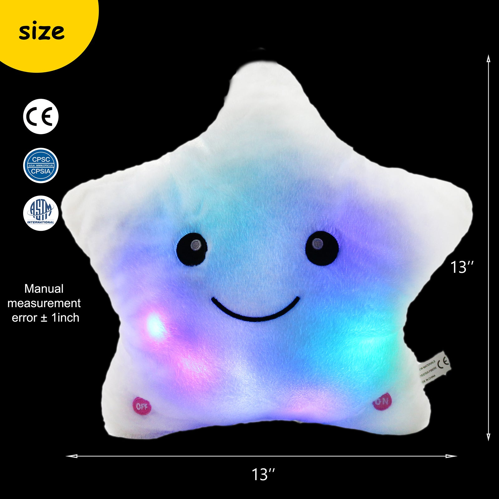 WEWILL Creative Twinkle Star Glowing LED Night Light Plush Pillows - Glow Guards