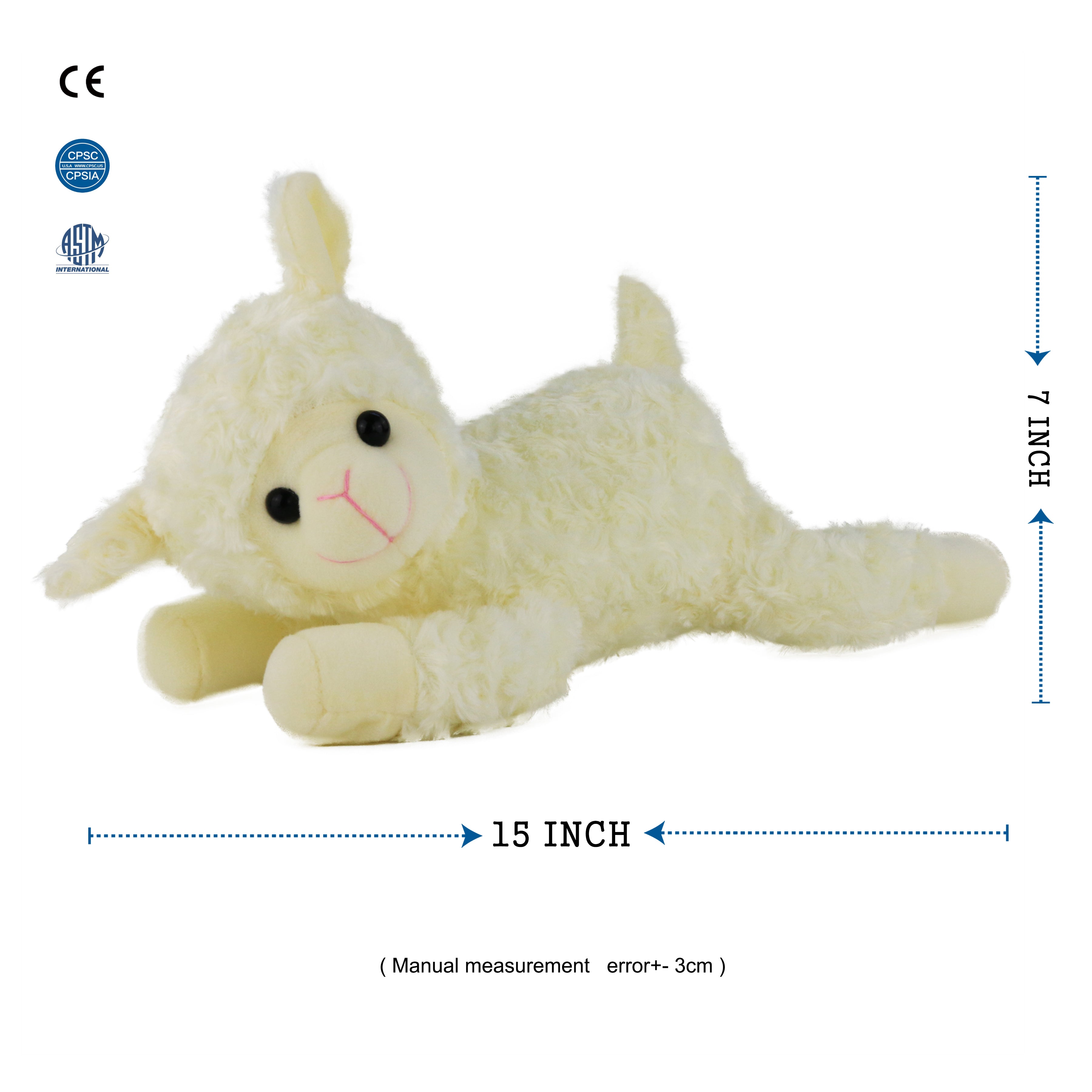 lamb stuffed animal soft toy for baby, 15 inch, White - Glow Guards