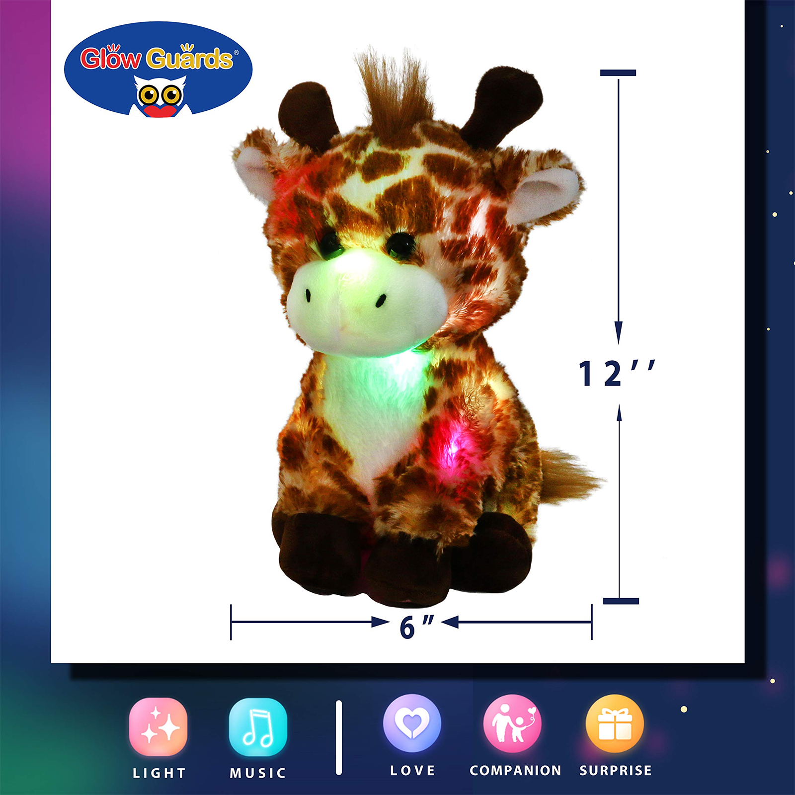 Glow Guards 12’’ Light up Giraffe Stuffed Animals Soft Plush Toy - Glow Guards