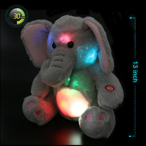 light up stuffed elephant, gray, 13 inch | Bstaofy - Glow Guards