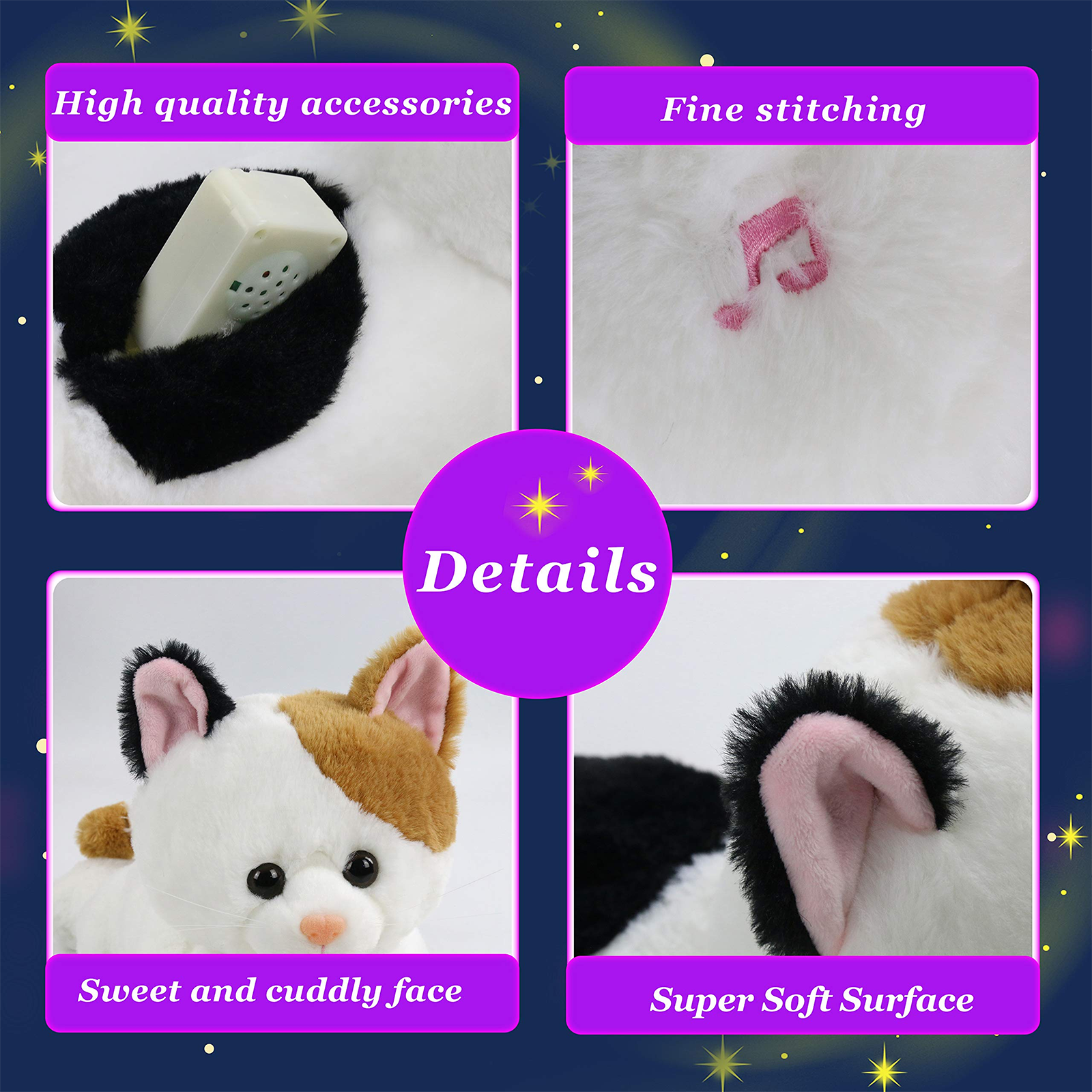 Glow Guards 15’’ Light up Stuffed Cat LED Kitty Soft Pillow - Glow Guards