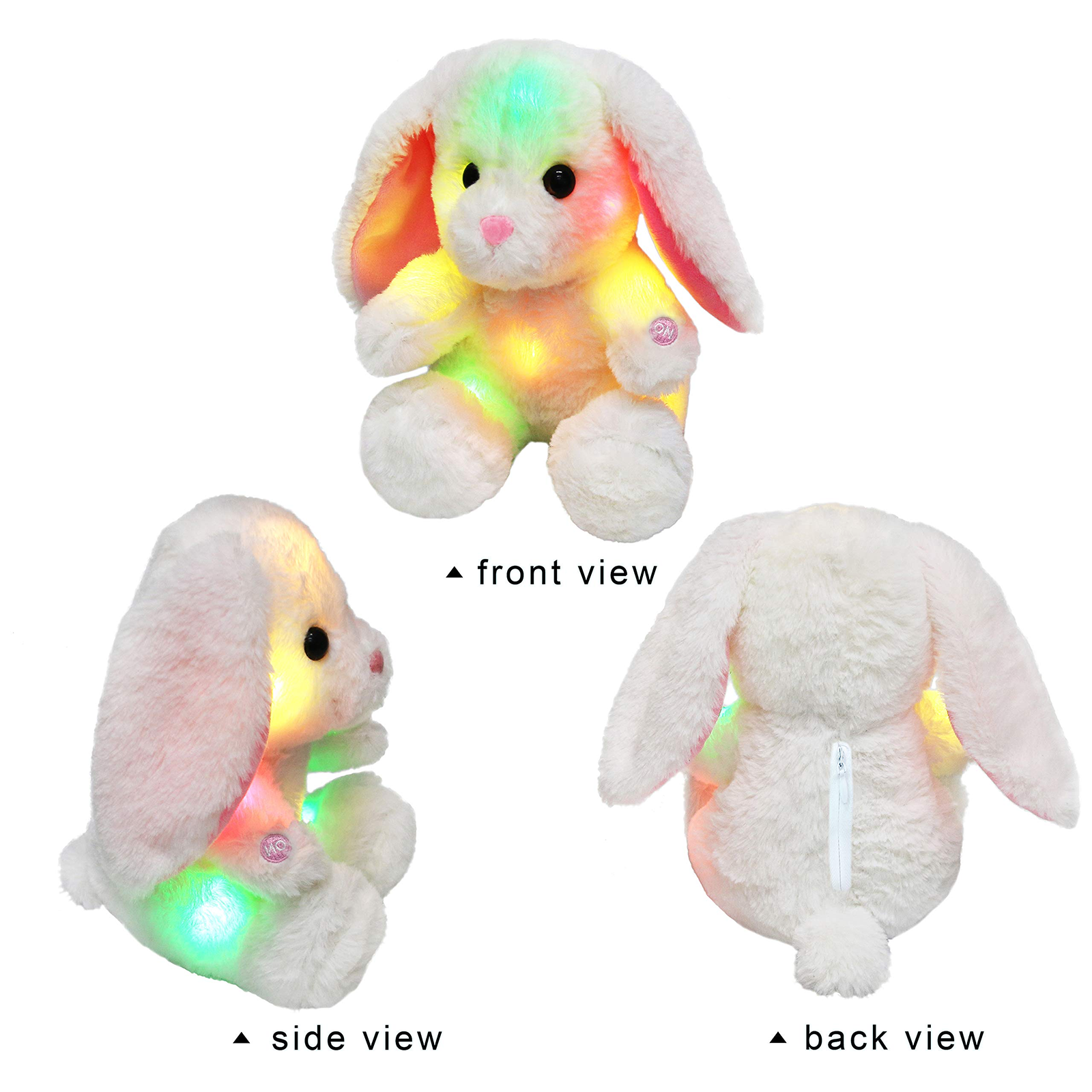 Bstaofy 8'' Light up White Bunny Soft Plush Toy LED Rabbit Lop Ear - Glow Guards
