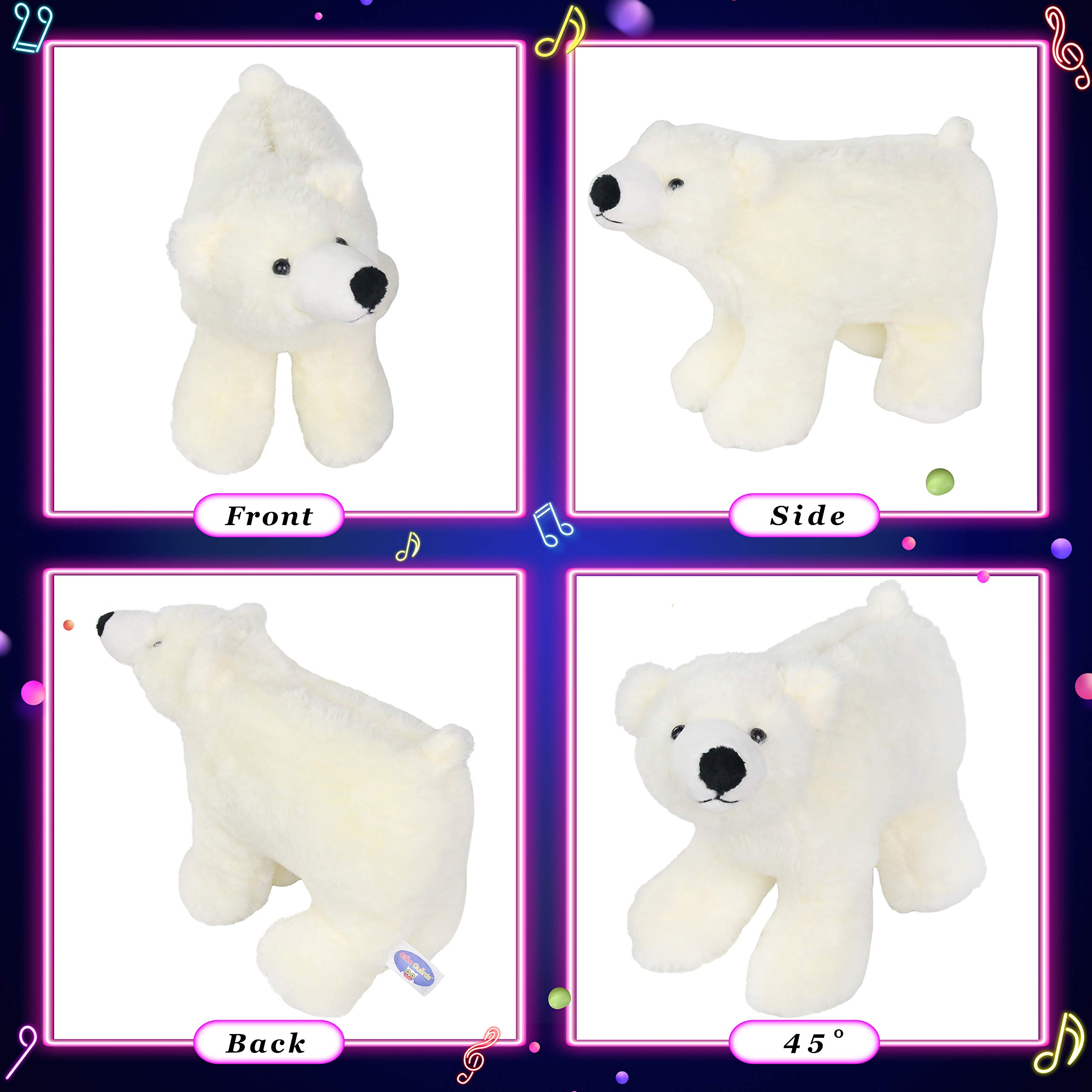 Glow Guards Musical Light up Stuffed Polar Bear Singing Soft Plush Toy, 12’’ - Glow Guards