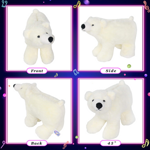 Glow Guards Musical Light up Stuffed Polar Bear Singing Soft Plush Toy, 12’’ - Glow Guards