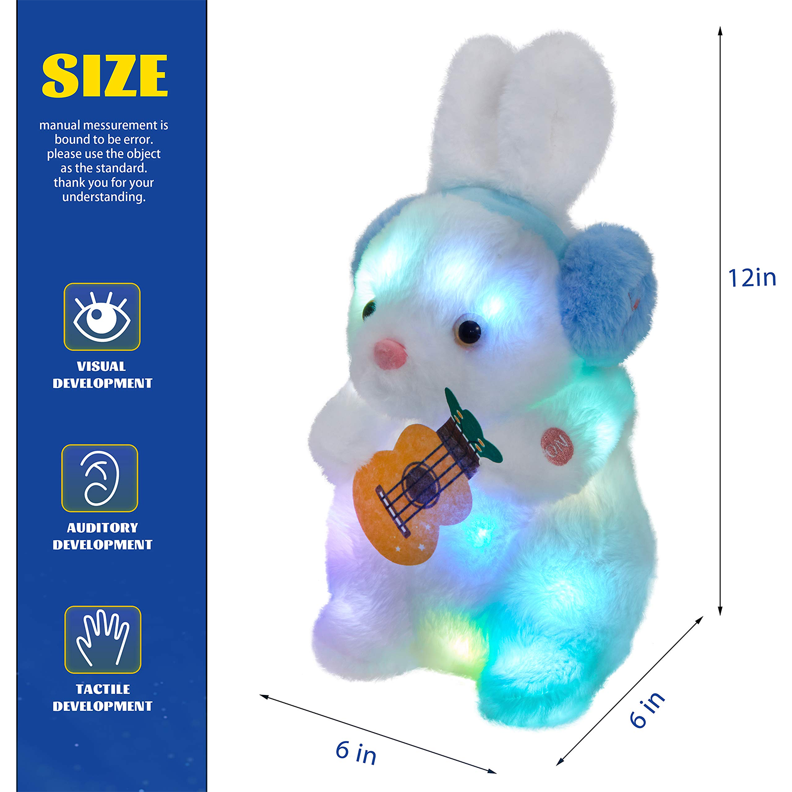 Glow Guards 12'' Easter Light up Bunny Plush Toy Soft Stuffed Rabbit - Glow Guards