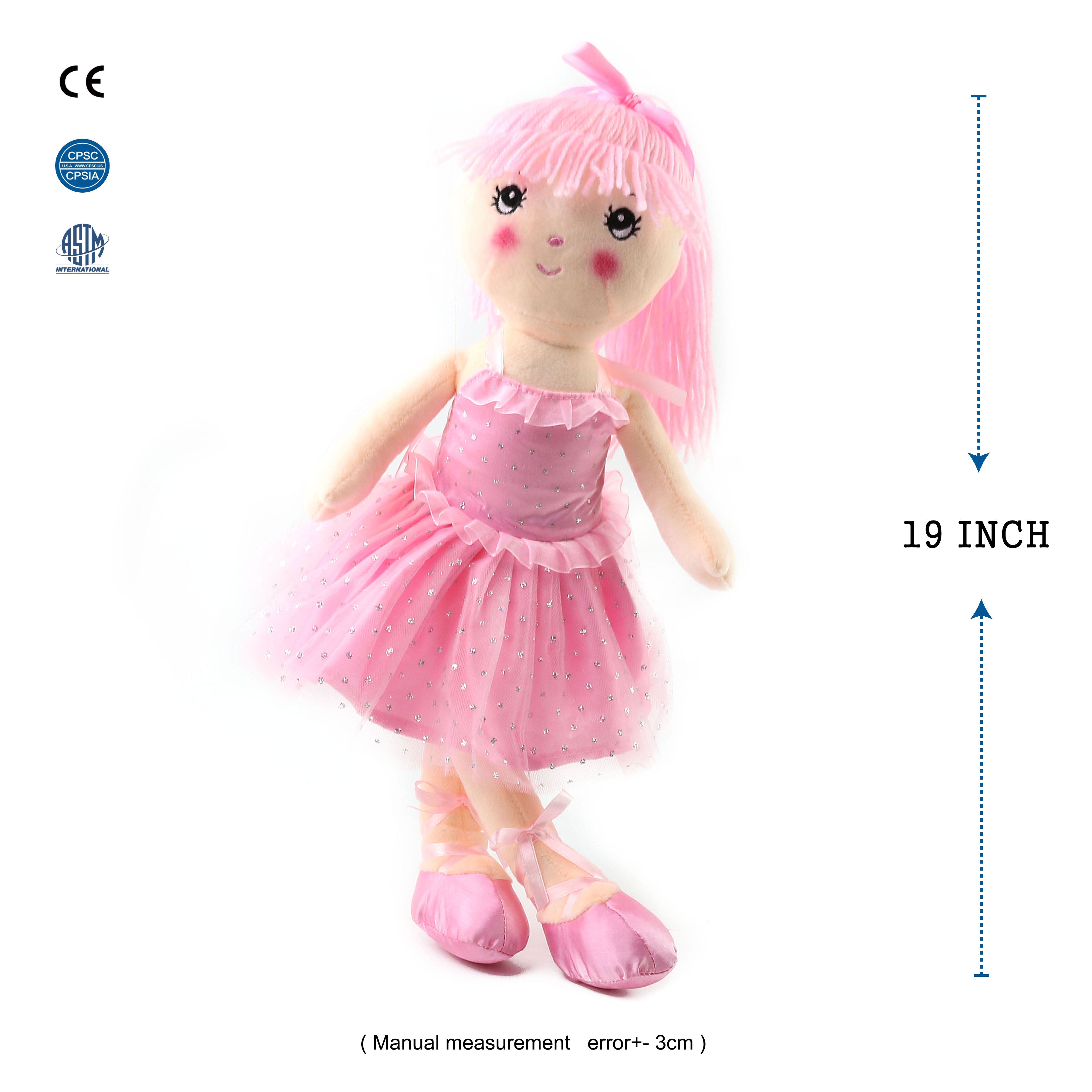 plush ballerina girl doll in pink skirt cuddly toy, 18 inch | Bstaofy - Glow Guards