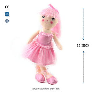 plush ballerina girl doll in pink skirt cuddly toy, 18 inch | Bstaofy - Glow Guards