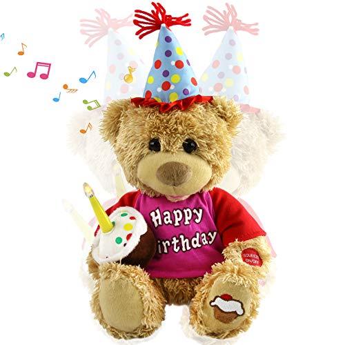 Happy Birthday Teddy Bear Musical Stuffed Animal Singing Interactive Plush Toy, 11'' | Houwsbaby - Glow Guards