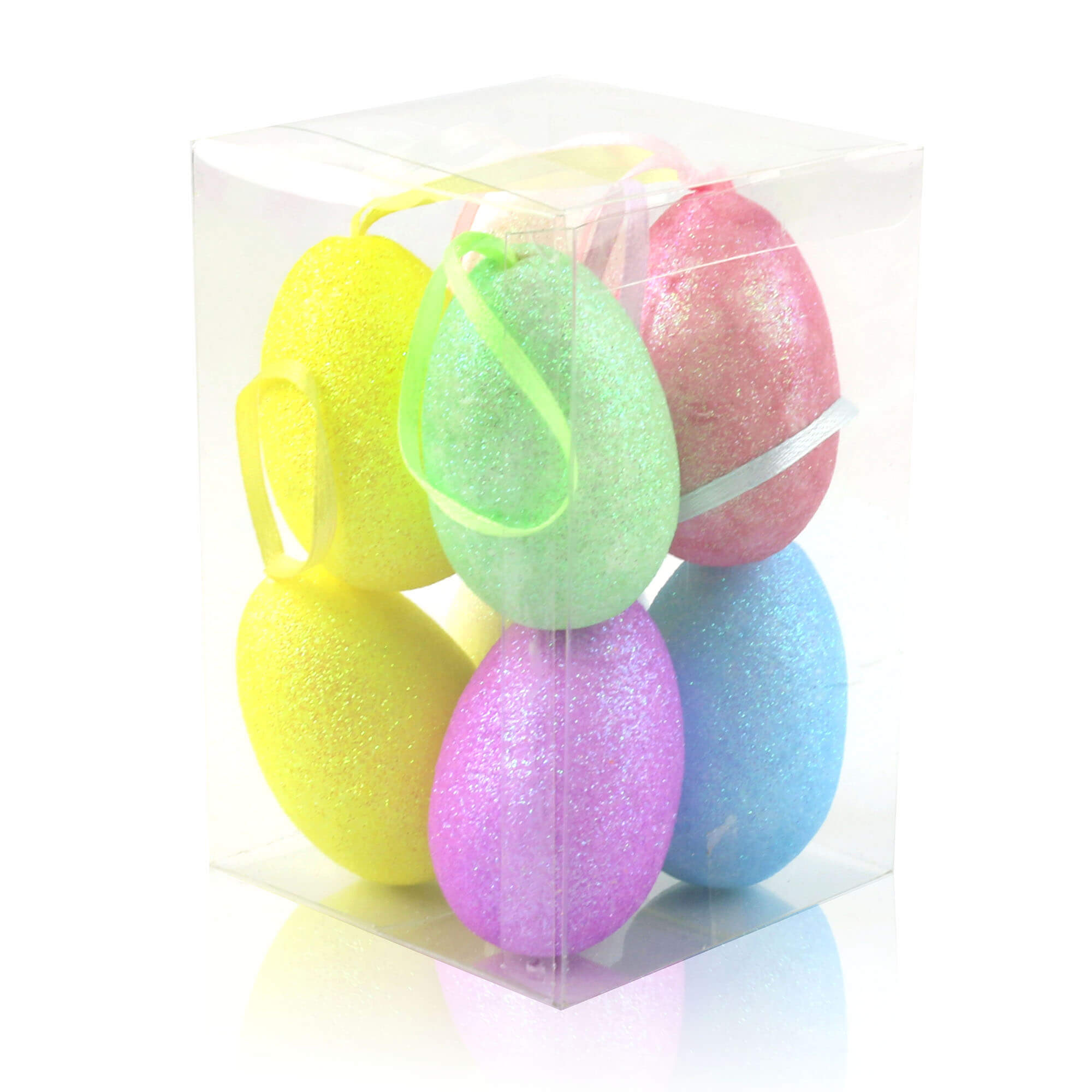 8 pcs Easter foam eggs  glitter decor hang ornament, 2.5'' | Bstaofy - Glow Guards