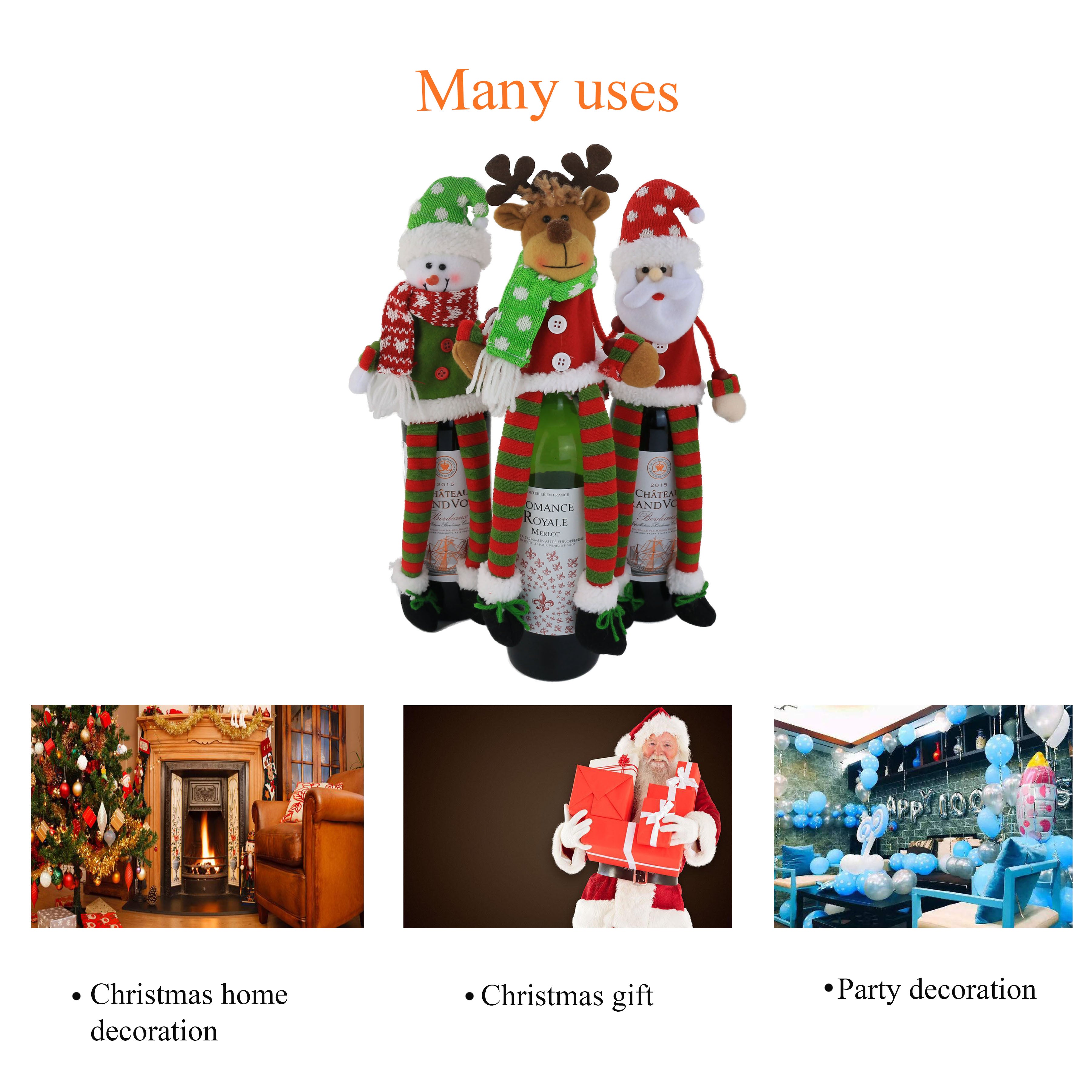 Christmas Wine Bottle Cover | Gift Set Decoration, 14 inch - Glow Guards