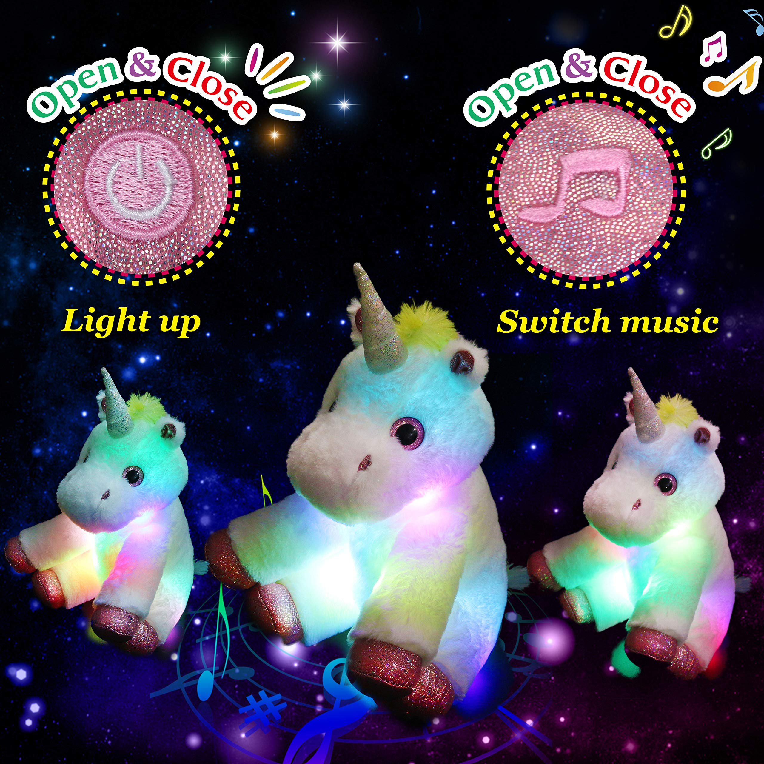 Glow Guards Light up Musical Stuffed Unicorn Soft Plush Toy , 13’’ - Glow Guards