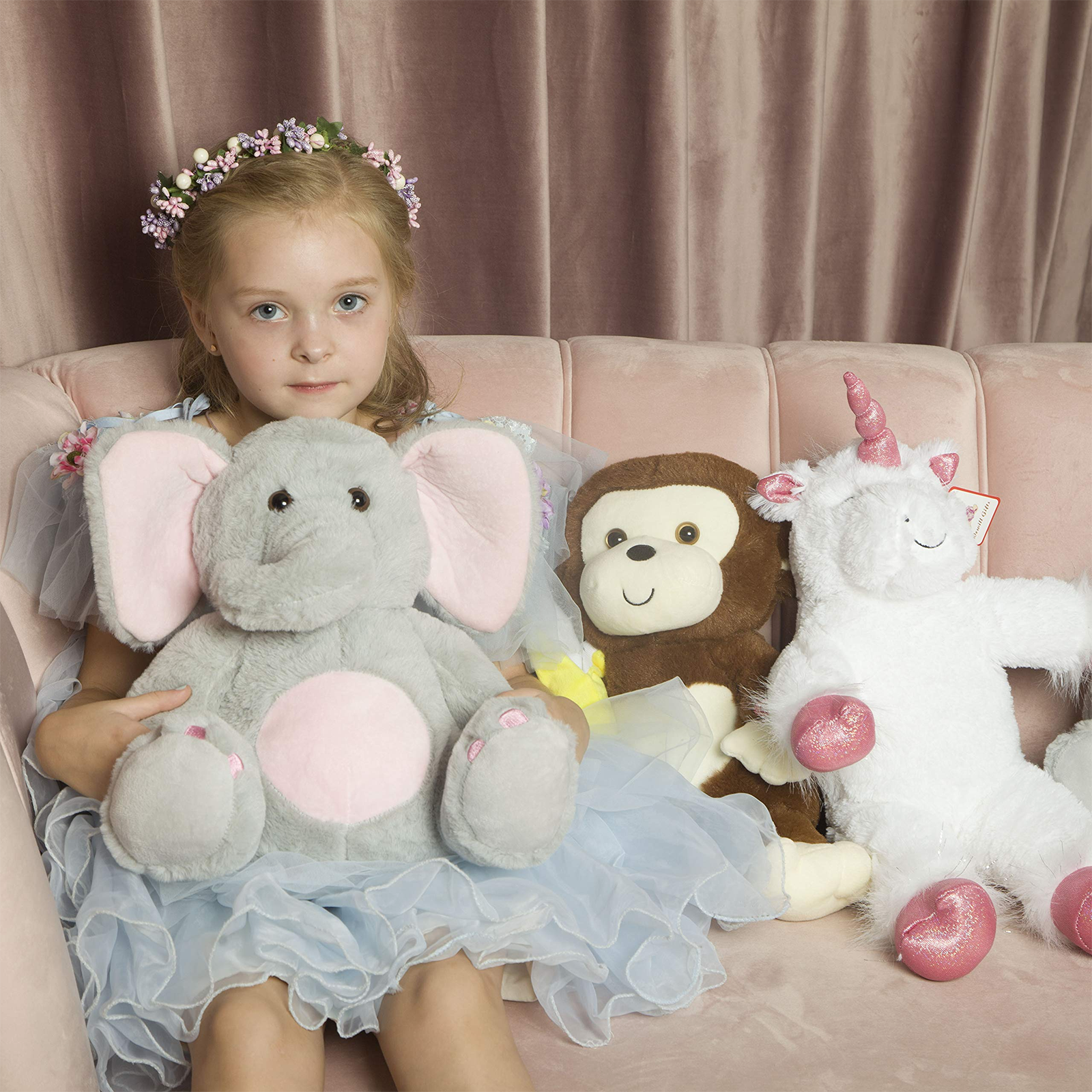 WEWILL 13'' Glow Elephant Stuffed Animals LED Cozy Soft Plush Toys - Glow Guards