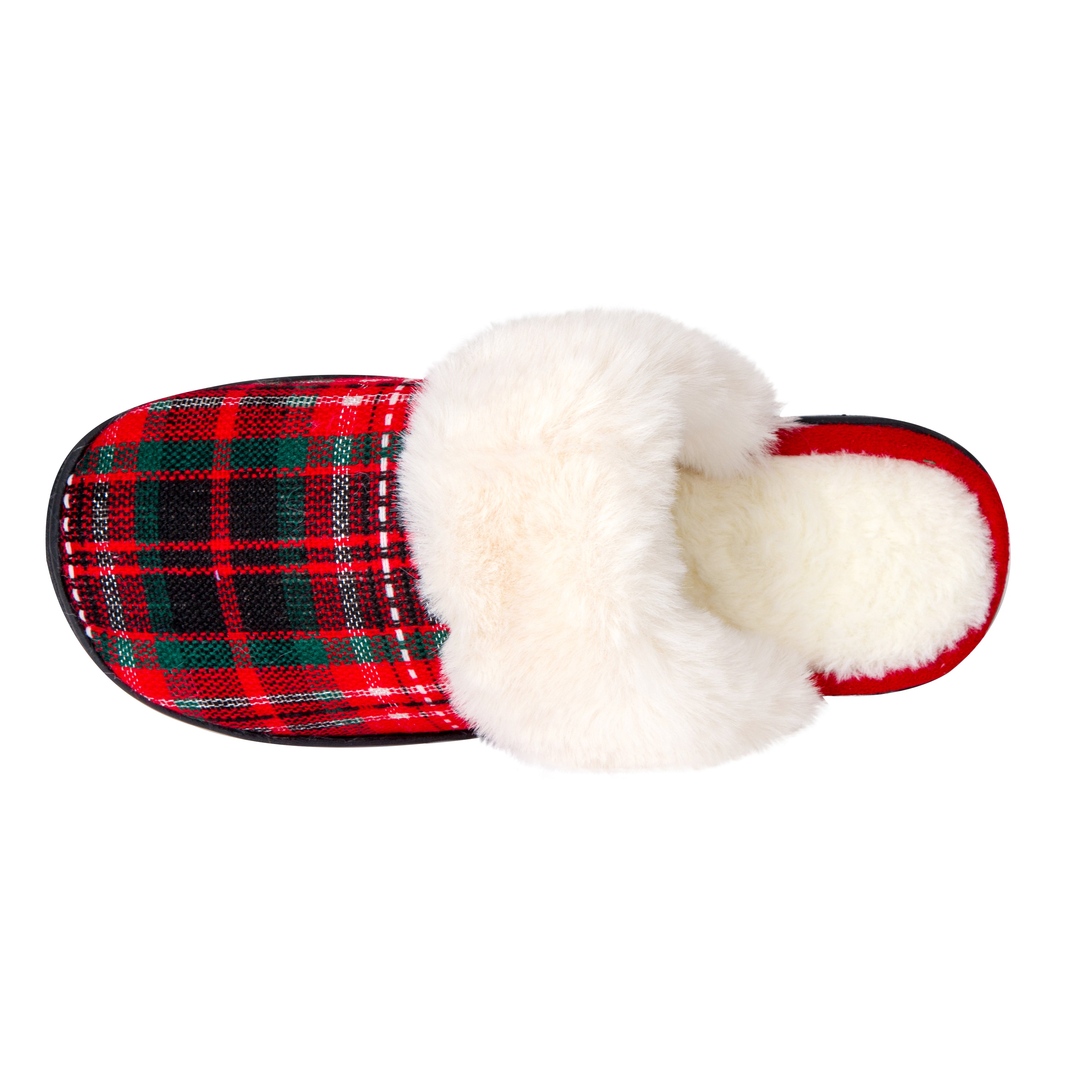 Furry Classical Plaid Slippers for Women Non-Slip Rubber Sole Memory Foam Fuzzy Plush Fluffy House Shoes Outdoor Indoor Christmas Xmas Gifts