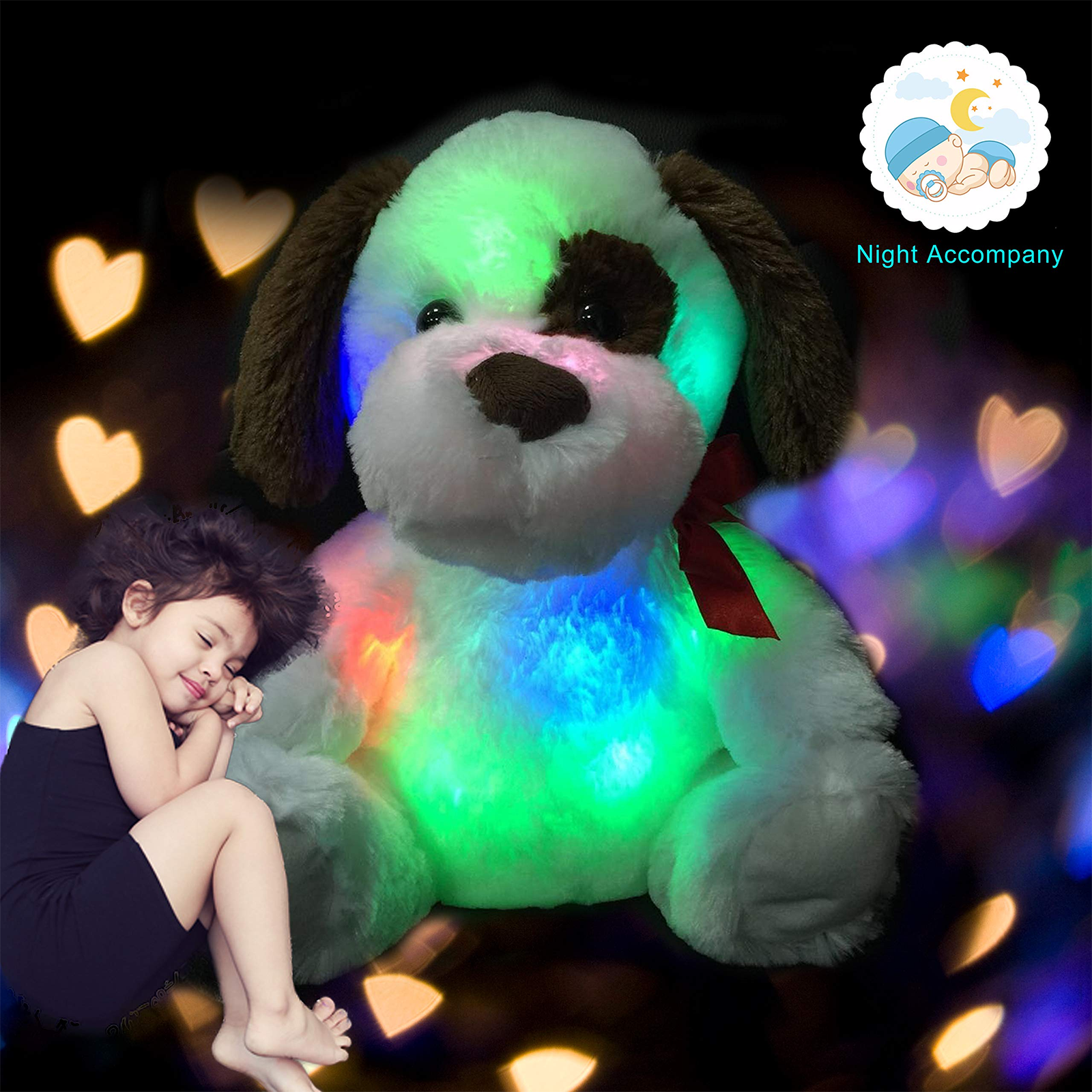 WEWILL 12'' Light up Puppy Stuffed Animal Glow Dog Plush - Glow Guards
