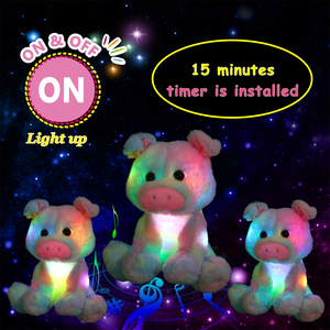 Glow Guards 12’’ Light up Rainbow Stuffed Pig LED Farm Animals Soft Plush Toy - Glow Guards