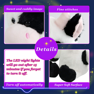 Glow Guards 15’’ Light up Stuffed Dairy Cow Soft Plush Toy - Glow Guards