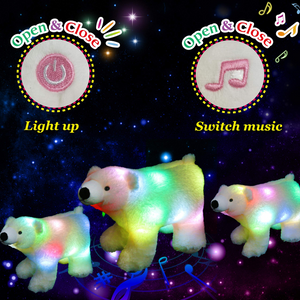 Glow Guards Musical Light up Stuffed Polar Bear Singing Soft Plush Toy, 12’’ - Glow Guards