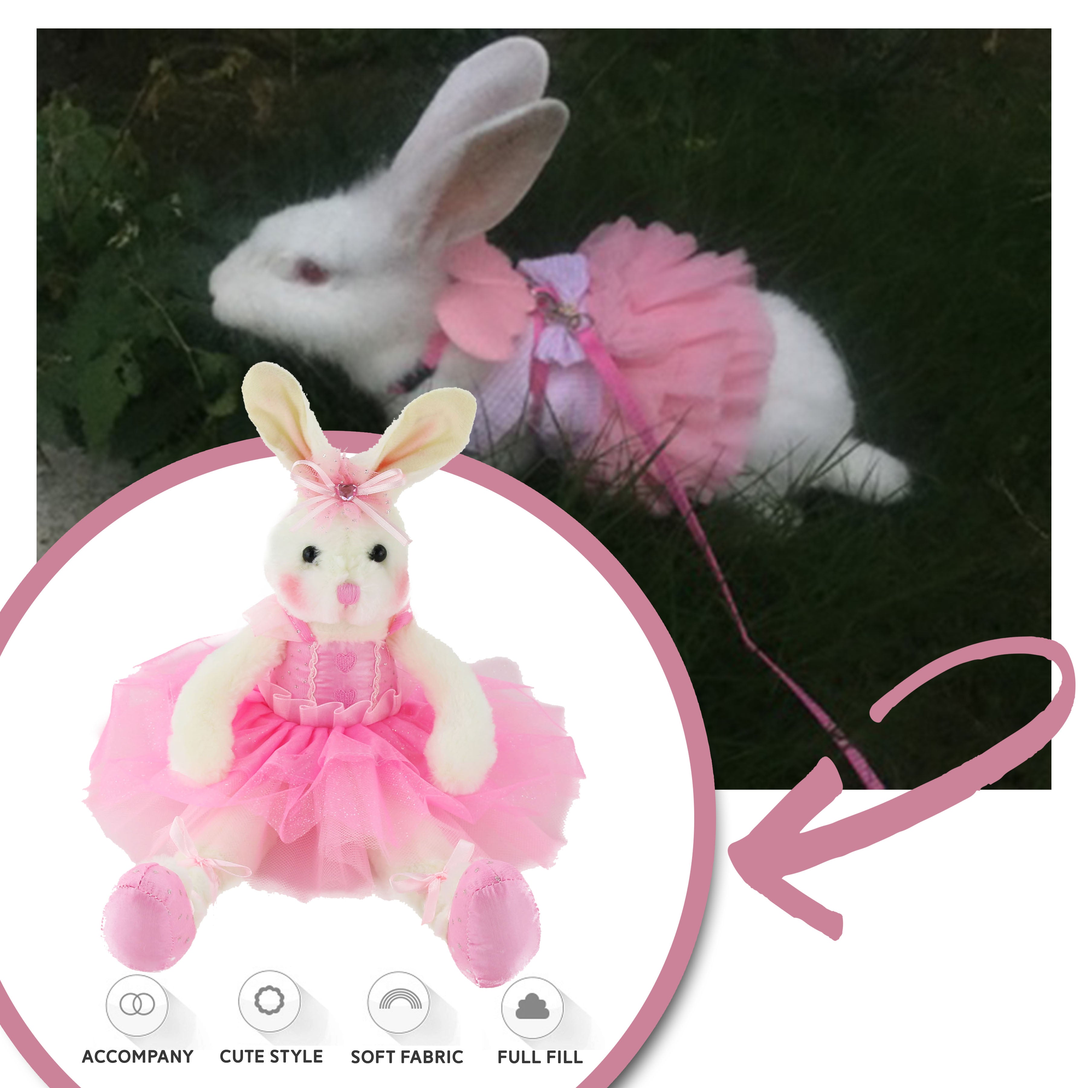 ballerina rabbit bunny stuffed animal 15-inch pink/purple | Bstaofy - Glow Guards