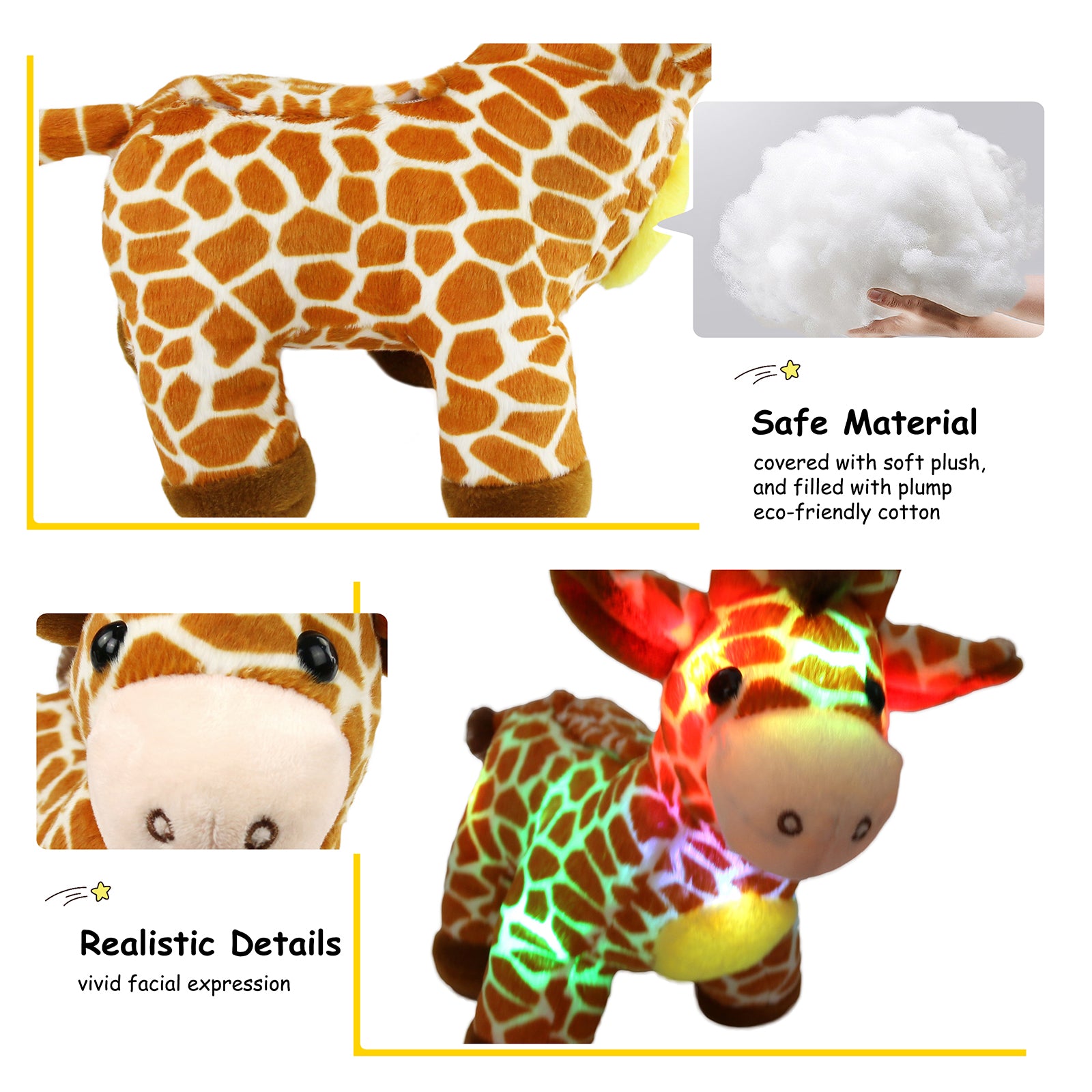 Bstaofy LED Giraffe Stuffed Plush Light Up Jungle Pal Toy - Glow Guards