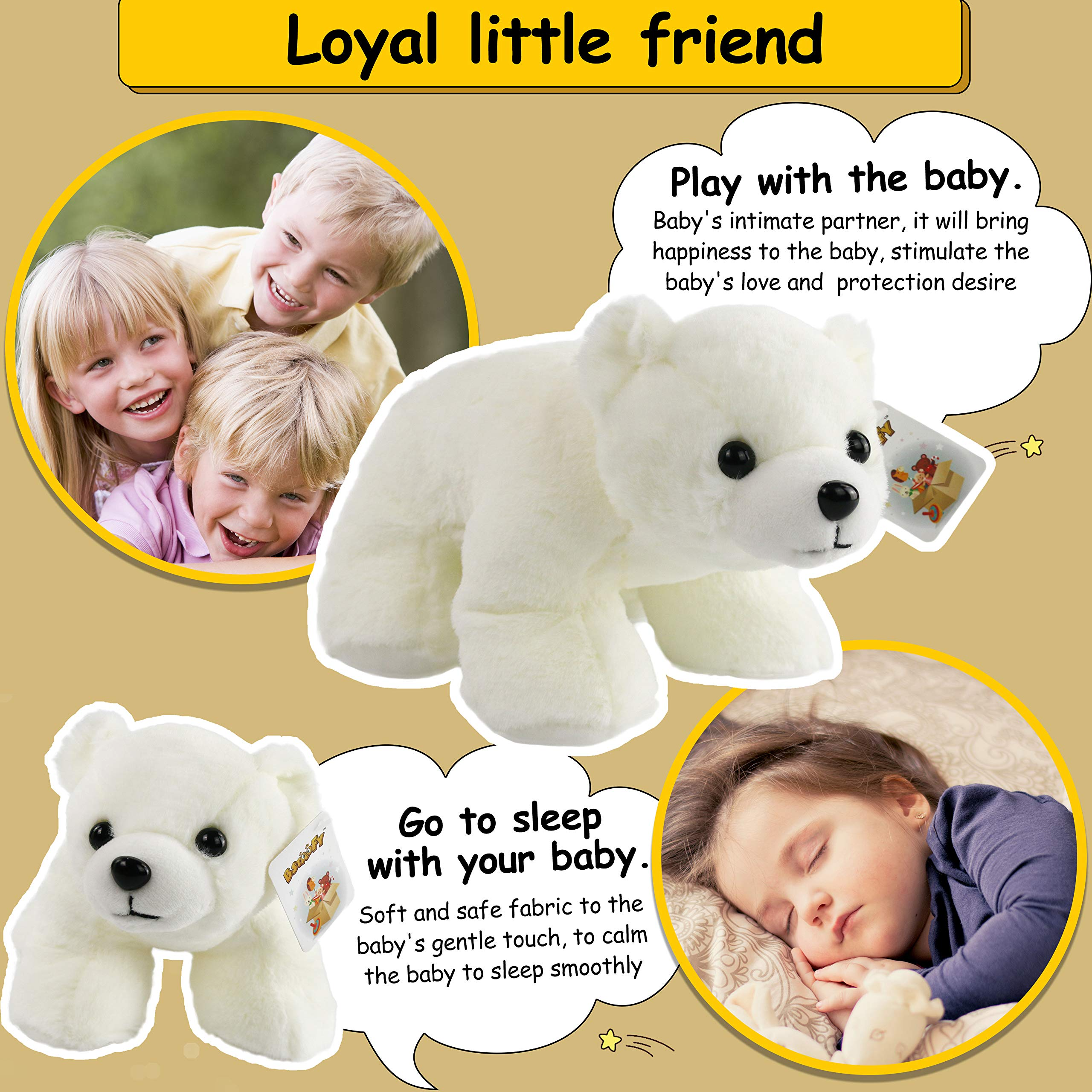 Bstaofy Light up Polar Bear LED Stuffed Animals Night Light Curious Soft Plush - Glow Guards