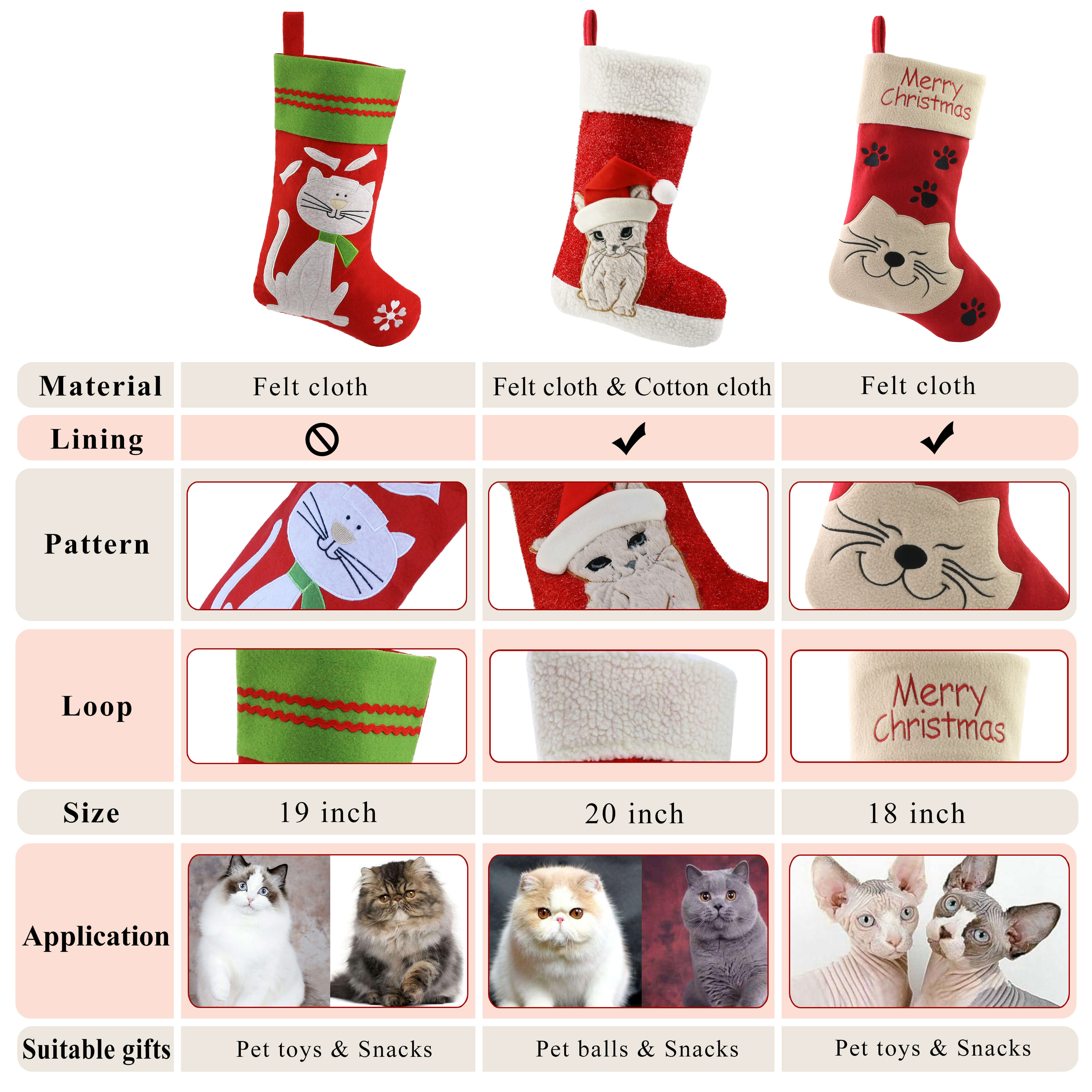 18'' pet Christmas stockings gift for dog/cat | Bstaofy - Glow Guards