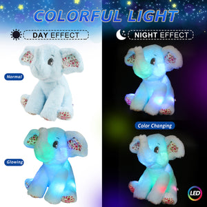 Bstaofy Light up Elephant Plush Blue Cozy Floppy LED Stuffed - Glow Guards